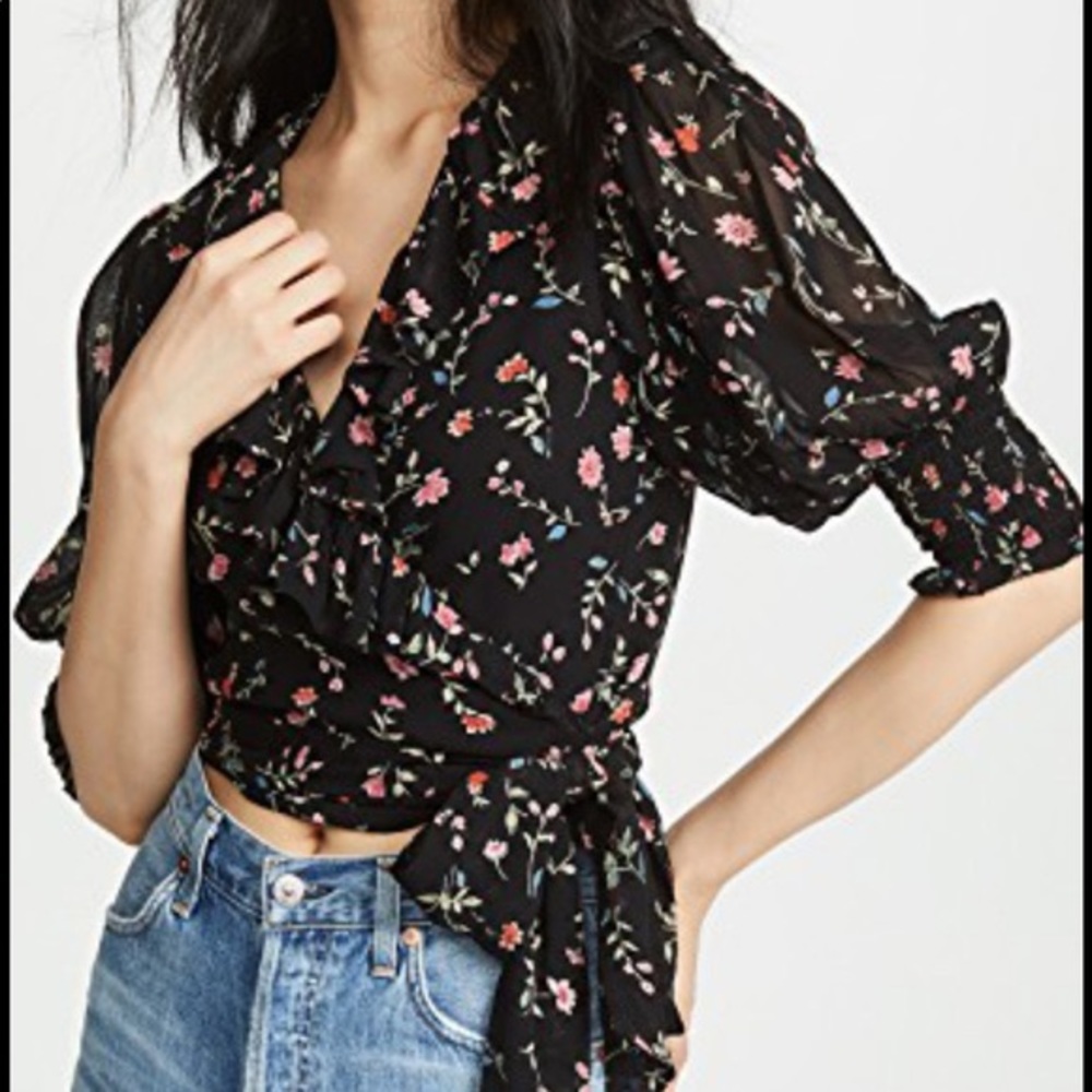 j GANNI Floral Crop Top